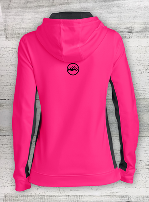Walleye Tuff Sport Series Neon Pink/Black Ladies Sport-Wick® Fleece Colorblock Hooded Pullover