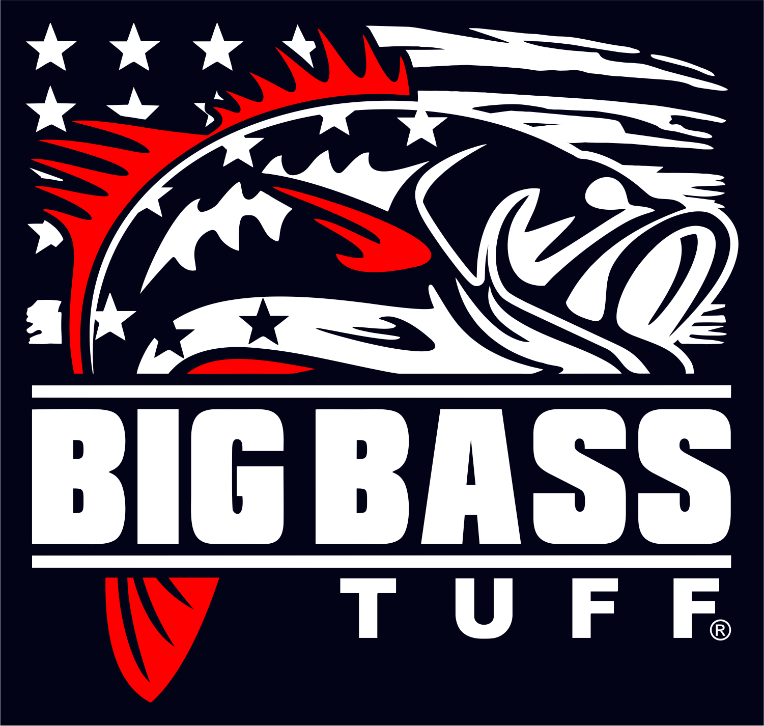 Big Bass Tuff - Patriot - Large Mouth Bass - 5 x 4.75 - Decal