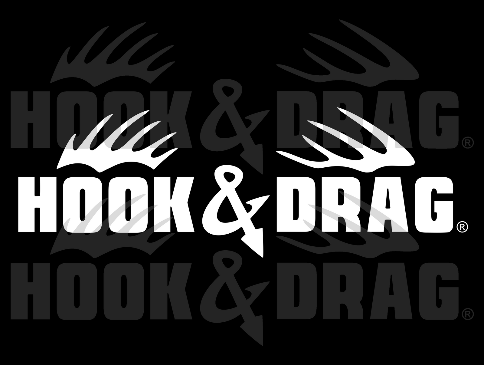 Hook & Drag 6x2 Decal - White