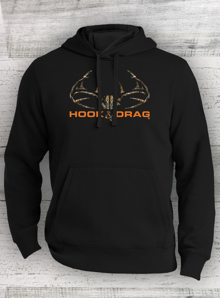 HD Big Buck Hoodie - Black Pullover Hooded Sweatshirt - Real Tree