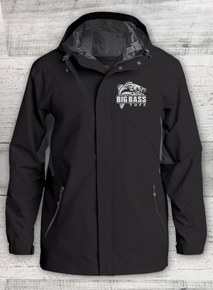 Big Bass Tuff - Fishing Rain Jacket - Cascade Waterproof Jacket - With Reflective Big Bass Tuff and Hook Symbol Logo's